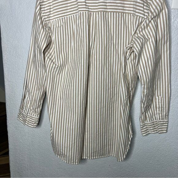 American Eagle Oversized Perfect Button-Up White/Gray Women’s Blouse Shirt Sz S - Picture 7 of 9